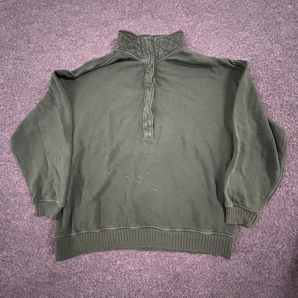 Aerie Sweatshirt Womens Size M Green Quarter Snap Quilted Relaxed Fit Fair